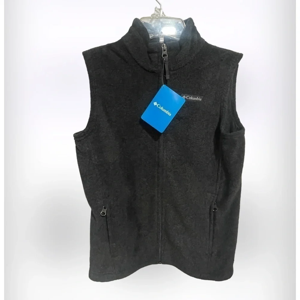 COLUMBIA kids gray fleece full zip vest size medium (10/12)